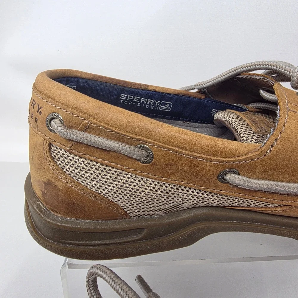 Sperry Top-Sider Billfish Boat Shoes Mens 11M Tan Leather Mesh Loafers Good